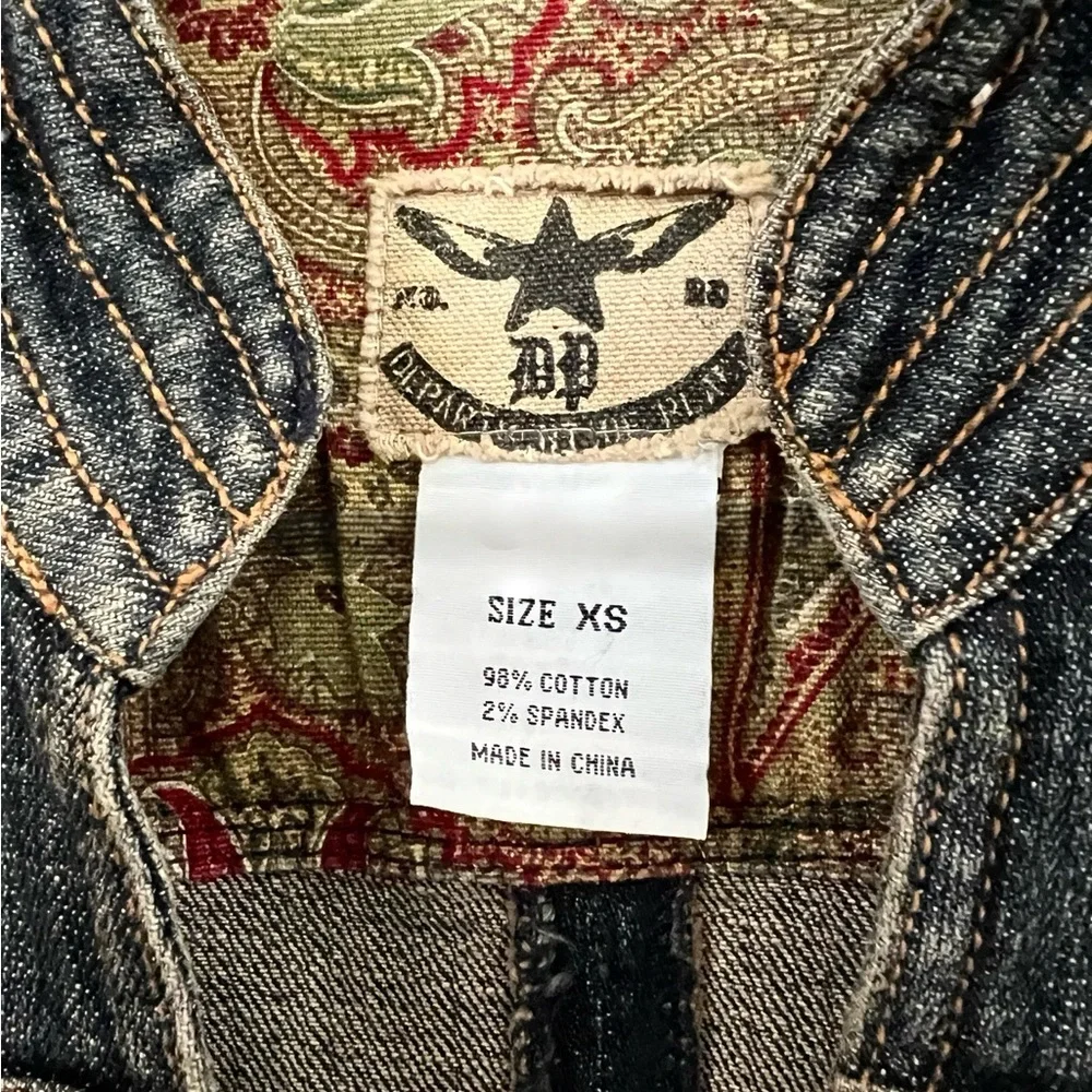 NWT Dept of Peace Denim Military Style Jacket with Leather Accents Size XS - Picture 5 of 7